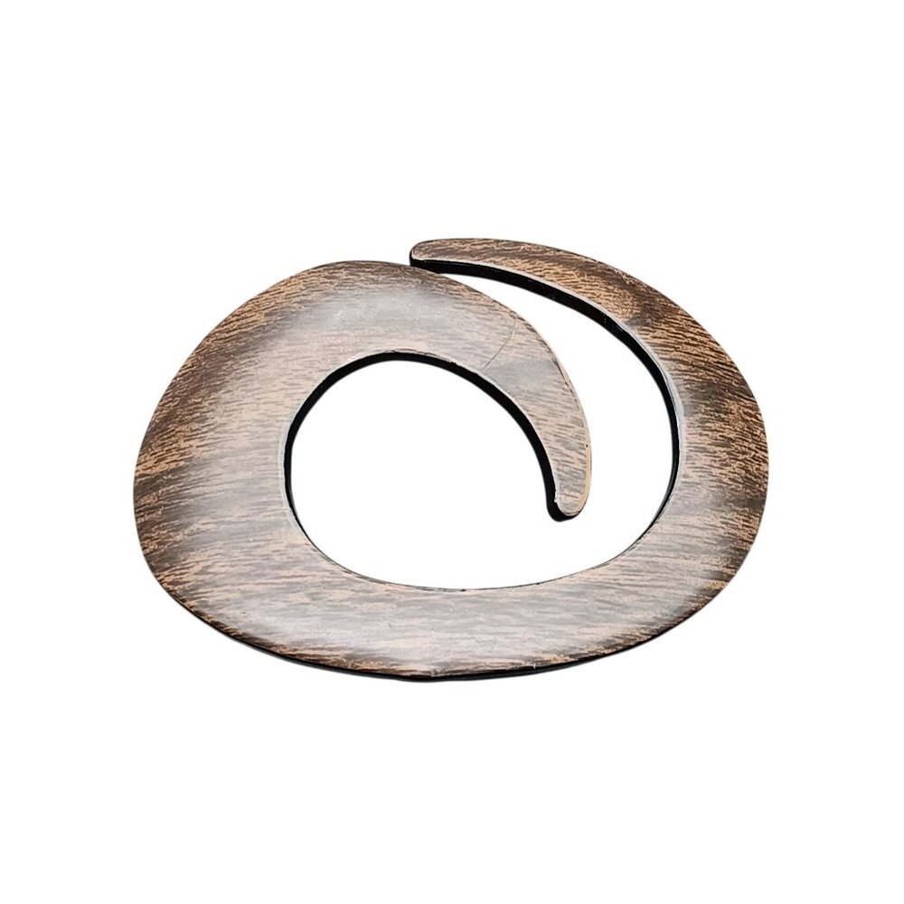 Abstract Spiral Wood Look Belt Buckle Vintage Design Plastic Spiral